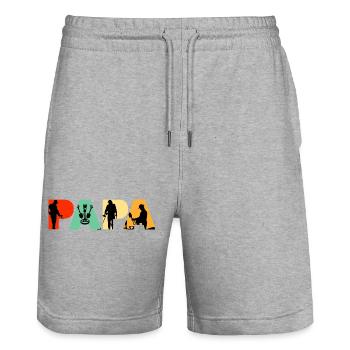 Hobby zum Metalldetektor von Papa - Stanley/Stella Unisex Bio Joggingshorts Trainer  - Grau meliert - Vorne - Nik (191cm) & Marisol (170cm)