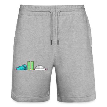 Silhouette urbaine de Bilbao Guggenheim Art moderne en ligne - Short de jogging bio TRAINER Stanley/Stella unisexe - gris chiné - Devant - Nik (191cm) & Marisol (170cm)