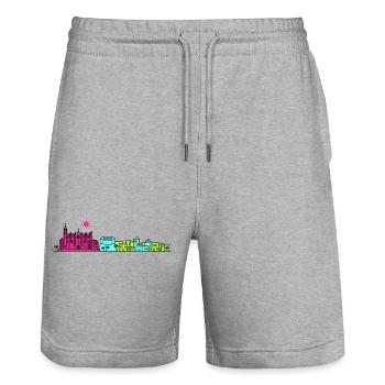 Palma de Mallorca City Skyline Cathedral Line Art - Stanley/Stella Trainer Unisex Organic Jogging Shorts - heather grey - Front - Nik (191cm) & Marisol (170cm)