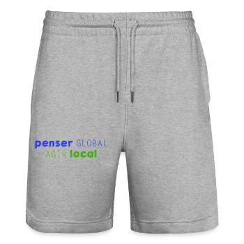 Penser GLOBAL, Agir LOCAL - Short de jogging bio TRAINER Stanley/Stella unisexe - gris chiné - Devant - Nik (191cm) & Marisol (170cm)