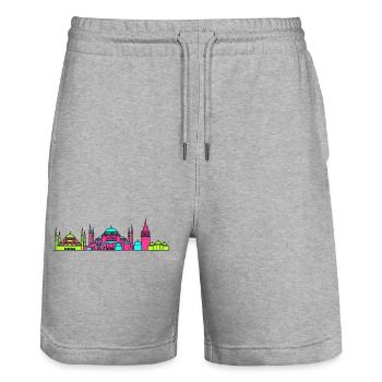 Skyline de la ville d’Istanbul Hagia Sophia Art - Short de jogging bio TRAINER Stanley/Stella unisexe - gris chiné - Devant - Nik (191cm) & Marisol (170cm)