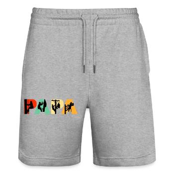 Papa Lineman Retro Silhouette Typography - Stanley/Stella Trainer Unisex Organic Jogging Shorts - heather grey - Front - Nik (191cm) & Marisol (170cm)