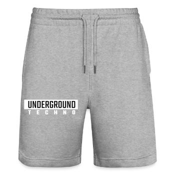 Underground Techno - Stanley/Stella Trainer Unisex Organic Jogging Shorts - heather grey - Front - Nik (191cm) & Marisol (170cm)