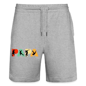 Papa Dancer Retro Street Dance Silhouette - Stanley/Stella Trainer Unisex Organic Jogging Shorts - heather grey - Front - Nik (191cm) & Marisol (170cm)