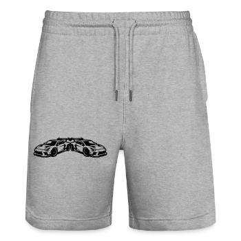 Car Tuning Sports Car - Stanley/Stella Trainer Unisex Organic Jogging Shorts - heather grey - Front - Nik (191cm) & Marisol (170cm)
