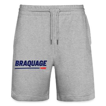 "BRAQUAGE" – Réflexion sur le prix des maillots - Short de jogging bio TRAINER Stanley/Stella unisexe - gris chiné - Devant - Nik (191cm) & Marisol (170cm)