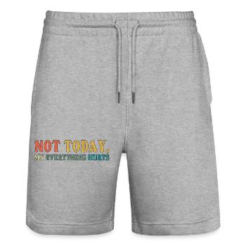 Not Today Fibromyalgia Awareness - Stanley/Stella Trainer Unisex Organic Jogging Shorts - heather grey - Front - Nik (191cm) & Marisol (170cm)
