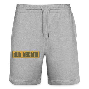 Dub Techno Retro Emblem - Short de jogging bio TRAINER Stanley/Stella unisexe - gris chiné - Devant - Nik (191cm) & Marisol (170cm)
