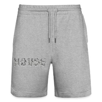 House Rave-Outfit – Chrom-Top-House-Musik - Stanley/Stella Unisex Bio Joggingshorts Trainer  - Grau meliert - Vorne - Nik (191cm) & Marisol (170cm)