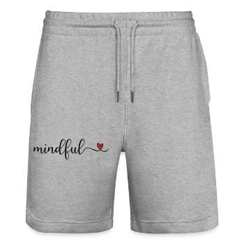 Achtsames niedliches Design mit Herz - Stanley/Stella Unisex Bio Joggingshorts Trainer  - Grau meliert - Vorne - Nik (191cm) & Marisol (170cm)