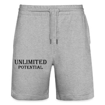 Unlimited_Potential_Black - Stanley/Stella Unisex Bio Joggingshorts Trainer  - Grau meliert - Vorne - Nik (191cm) & Marisol (170cm)