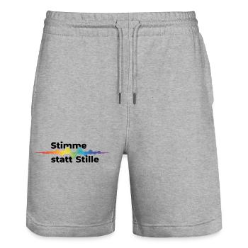 Stimme statt Stille Pride CSD Tonwelle Regenbogen - Stanley/Stella Unisex Bio Joggingshorts Trainer  - Grau meliert - Vorne - Nik (191cm) & Marisol (170cm)