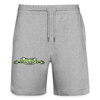 verstecken rahmen text schreiben mauer wand meme g - Stanley/Stella Unisex Bio Joggingshorts Trainer  - Grau meliert - Vorne - Nik (191cm) & Marisol (170cm)
