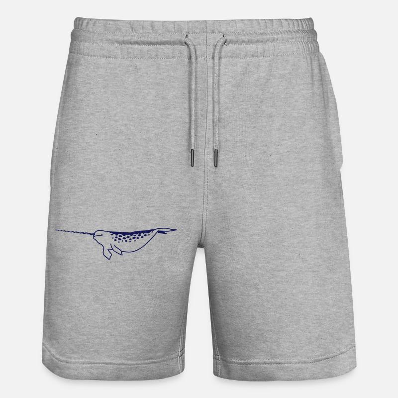 Narwal Meeres-Einhorn Design - Stanley/Stella Unisex Bio Joggingshorts Trainer  - Grau meliert