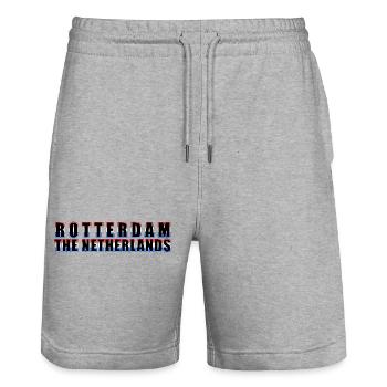 rotterdam europe - the netherlands - Stanley/Stella Trainer Unisex Organic Jogging Shorts - heather grey - Front - Nik (191cm) & Marisol (170cm)