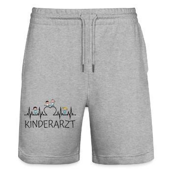 Kinderarzt Kinder Arzt Herzschlag Herz EKG - Stanley/Stella Unisex Bio Joggingshorts Trainer  - Grau meliert - Vorne - Nik (191cm) & Marisol (170cm)