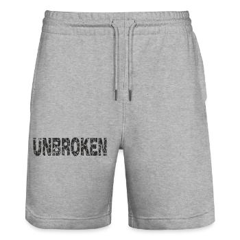 Unerschütterliche Grunge-Texte - Stanley/Stella Unisex Bio Joggingshorts Trainer  - Grau meliert - Vorne - Nik (191cm) & Marisol (170cm)