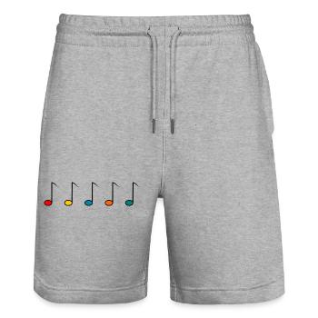 music. rock. MUSIC FESTIVAL. piano. choir. - Stanley/Stella Trainer Unisex Organic Jogging Shorts - heather grey - Front - Nik (191cm) & Marisol (170cm)