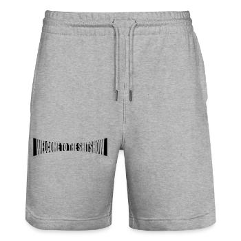 Gebogen Welcome Shitshow - Stanley/Stella Trainer Unisex Organic Jogging Shorts - heather grey - Front - Nik (191cm) & Marisol (170cm)