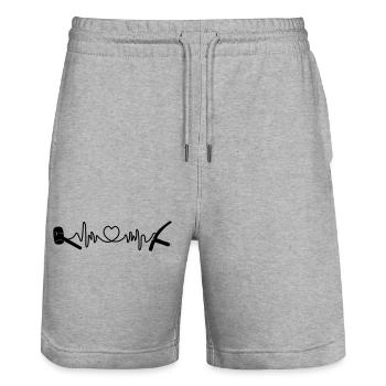 Pflaster-Cardio-Hartschlag - Stanley/Stella Unisex Bio Joggingshorts Trainer  - Grau meliert - Vorne - Nik (191cm) & Marisol (170cm)