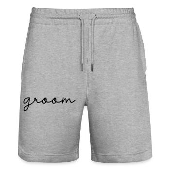 Groom Cool Matching Couple Wedding Party Mariage - Short de jogging bio TRAINER Stanley/Stella unisexe - gris chiné - Devant - Nik (191cm) & Marisol (170cm)