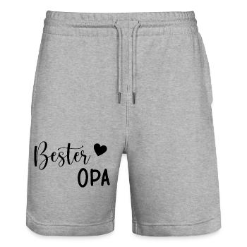 Bester Opa Geschenkidee - Stanley/Stella Unisex Bio Joggingshorts Trainer  - Grau meliert - Vorne - Nik (191cm) & Marisol (170cm)