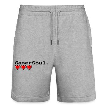 Âme de joueur - Short de jogging bio TRAINER Stanley/Stella unisexe - gris chiné - Devant - Nik (191cm) & Marisol (170cm)