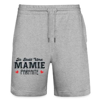 Je Suis Une Mamie Parfaite - Short de jogging bio TRAINER Stanley/Stella unisexe - gris chiné - Devant - Nik (191cm) & Marisol (170cm)