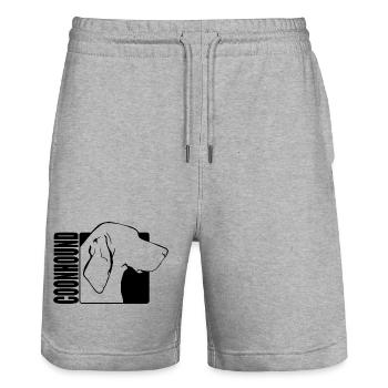Coonhound Profile Dogs Dog Wilsigns - Stanley/Stella Trainer Unisex Organic Jogging Shorts - heather grey - Front - Nik (191cm) & Marisol (170cm)