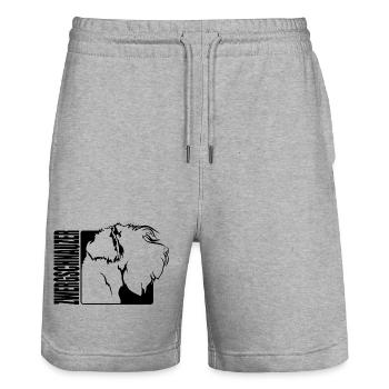 Zwergschnauzer Profil Hunde Hund Wilsigns - Stanley/Stella Unisex Bio Joggingshorts Trainer  - Grau meliert - Vorne - Nik (191cm) & Marisol (170cm)