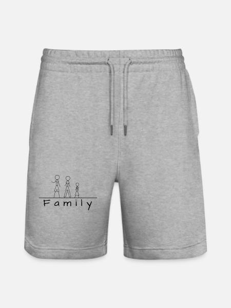 Stick figure family - Stanley/Stella Trainer Unisex Organic Jogging Shorts - heather grey