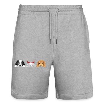 Chien Saint-Bernard, Shih Tzu et Golden Retriever - Short de jogging bio TRAINER Stanley/Stella unisexe - gris chiné - Devant - Nik (191cm) & Marisol (170cm)