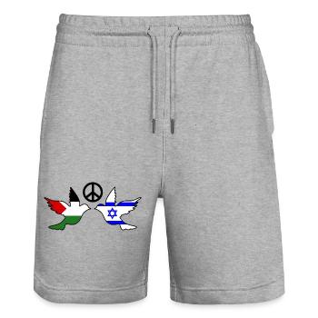 Peace for israel free palestine - Short de jogging bio TRAINER Stanley/Stella unisexe - gris chiné - Devant - Nik (191cm) & Marisol (170cm)
