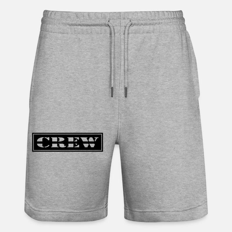 Crew design in patch format - Stanley/Stella Trainer Unisex Organic Jogging Shorts - heather grey