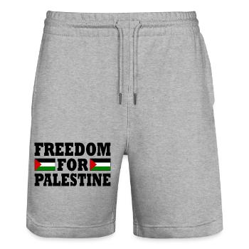 Freedom for palestine - Stanley/Stella Trainer Unisex Organic Jogging Shorts - heather grey - Front - Nik (191cm) & Marisol (170cm)