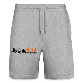 1954 - Stanley/Stella Trainer Unisex Organic Jogging Shorts - heather grey - Front - Nik (191cm) & Marisol (170cm)