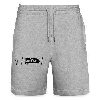 puls Schach Herzschlag Logo Krone König icon - Stanley/Stella Unisex Bio Joggingshorts Trainer  - Grau meliert - Vorne - Nik (191cm) & Marisol (170cm)
