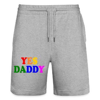Yes daddy - Short de jogging bio TRAINER Stanley/Stella unisexe - gris chiné - Devant - Nik (191cm) & Marisol (170cm)