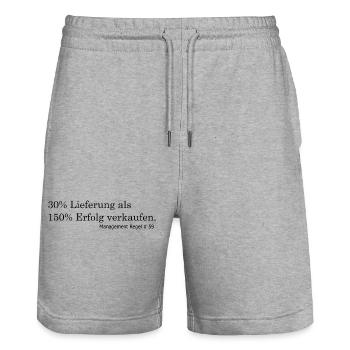 Management Regel: 30% als 150% verkaufen - Stanley/Stella Unisex Bio Joggingshorts Trainer  - Grau meliert - Vorne - Nik (191cm) & Marisol (170cm)