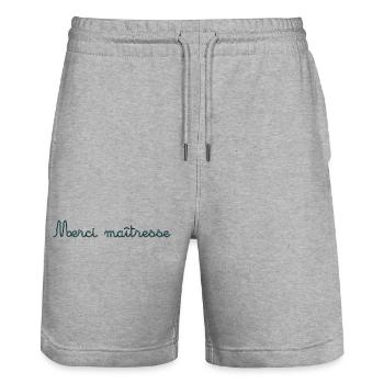 GELIEBTE. VIELEN DANK. DANKE, HERRIN. - Stanley/Stella Unisex Bio Joggingshorts Trainer  - Grau meliert - Vorne - Nik (191cm) & Marisol (170cm)