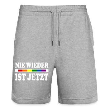 Nie wieder ist jetzt - Stanley/Stella Unisex Bio Joggingshorts Trainer  - Grau meliert - Vorne - Nik (191cm) & Marisol (170cm)