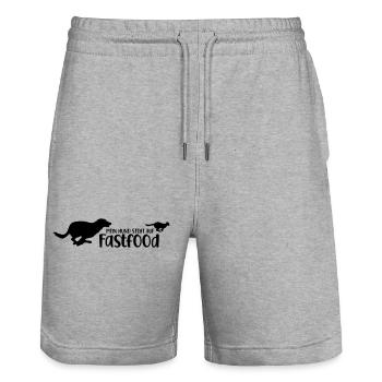 Mein Hund steht auf fastfood - Stanley/Stella Unisex Bio Joggingshorts Trainer  - Grau meliert - Vorne - Nik (191cm) & Marisol (170cm)