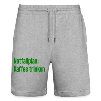 Coffee Contingency Plan - Stanley/Stella Trainer Unisex Organic Jogging Shorts - heather grey - Front - Nik (191cm) & Marisol (170cm)