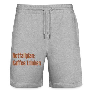 Coffee Contingency Plan - Stanley/Stella Trainer Unisex Organic Jogging Shorts - heather grey - Front - Nik (191cm) & Marisol (170cm)