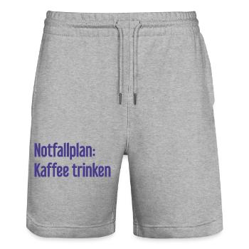 Plan d’urgence pour le café - Short de jogging bio TRAINER Stanley/Stella unisexe - gris chiné - Devant - Nik (191cm) & Marisol (170cm)