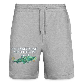 Burning Sage Because Adulting Is Hard Smudge - Stanley/Stella Unisex Bio Joggingshorts Trainer  - Grau meliert - Vorne - Nik (191cm) & Marisol (170cm)