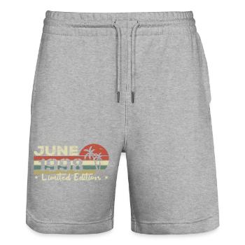 June 26th Anniversary Vintage Born 1998 Vibe - Stanley/Stella Trainer Unisex Organic Jogging Shorts - heather grey - Front - Nik (191cm) & Marisol (170cm)