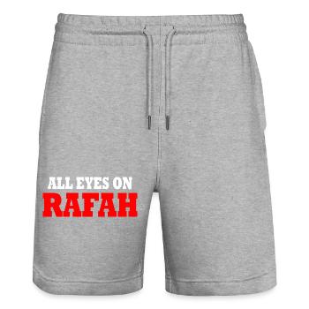 all eyes on rafah - Short de jogging bio TRAINER Stanley/Stella unisexe - gris chiné - Devant - Nik (191cm) & Marisol (170cm)