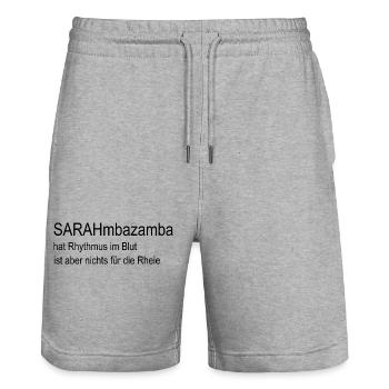 Top moderner T-Shirt Design Must have 2024 - Stanley/Stella Unisex Bio Joggingshorts Trainer  - Grau meliert - Vorne - Nik (191cm) & Marisol (170cm)