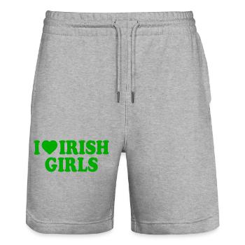I love irish girls - Short de jogging bio TRAINER Stanley/Stella unisexe - gris chiné - Devant - Nik (191cm) & Marisol (170cm)